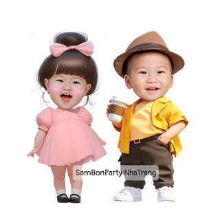 Hình Chibi bé trai bé gái trang trí sinh nhật nhiều mẫu mới