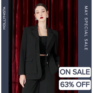MOLLYNISTA (CHÍNH HÃNG) Áo vest thiết kế Double layers nút bạc thanh lịch sang trọng nữ tính cao cấp tôn dáng
