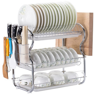 Giá để bát, đĩa, dao, thớt 3 tầng 43x42x25cm