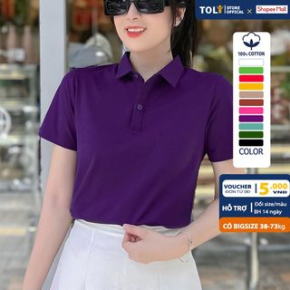 Áo polo nữ TOLI 16 màu trơn, cổ bẻ thanh lịch, Form vừa ôm nhẹ, vải cotton 4 chiều cao cấp - PLM01