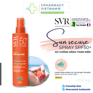 Xịt Chống Nắng SVR Sun Secure Spray SPF50+ Hạn Chế Nước 200ml