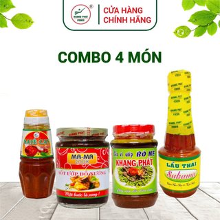 Combo Lẩu Nướng 4 món Sốt ướp đồ nướng - Bò né - Sa tế cay - Lẩu thái - Gia Vị Khang Phát