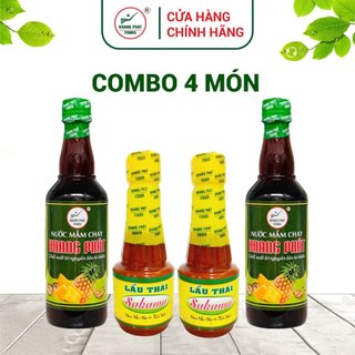 Combo Chay 4 món - 2 chai Sốt lẩu thái - 2 chai Nước mắm chay từ thơm - Gia Vị Khang Phát