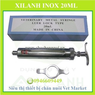 Xilanh inox 20ml loại thường, bơm tiêm thú y inox 20ml