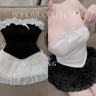 |Khosibohome|Set áo quây ren kèm chân váy tầng xoè