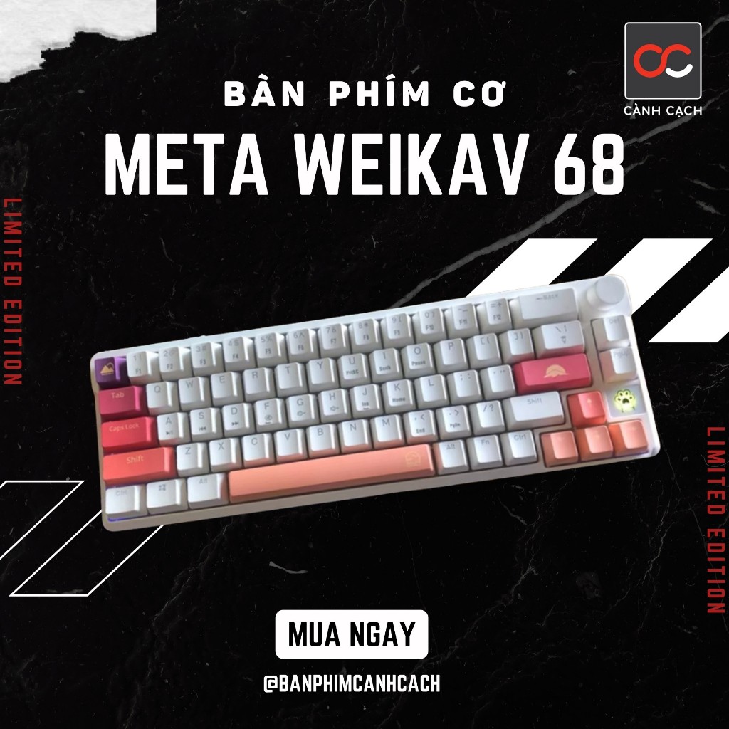 Bàn phím cơ có núm META68 WEIKAV Red Switch