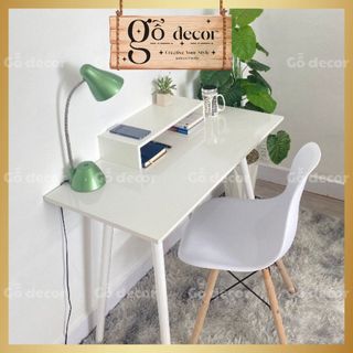 Bàn học, bàn làm việc học sinh, sinh viên chân gỗ, màu trắng và màu gỗ Gỗ decor