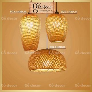 Lồng đèn mây tre thả trần ( KHÔNG PHỤ KIỆN) trang trí, decor  chung cư, quán cafe, nhà hàng, resort chính hãng Gỗ decor