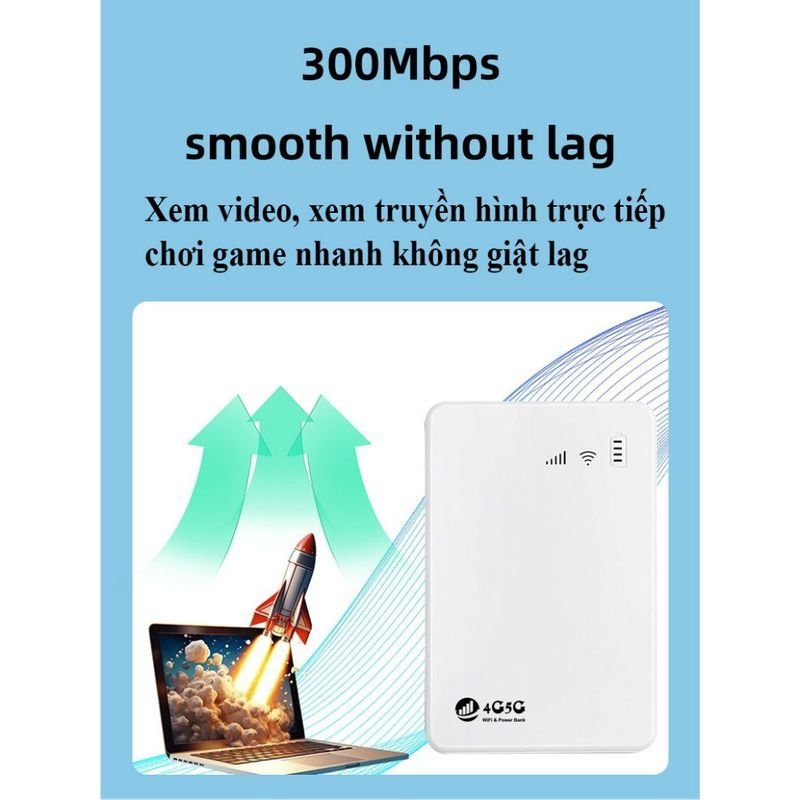 Cục phát wifi từ sim 4G kiêm pin sạc dự phòng 10000mAh TP10000, bộ phát wifi di động tốc độ cao 300Mbps Tất Cả Nhà Mạng