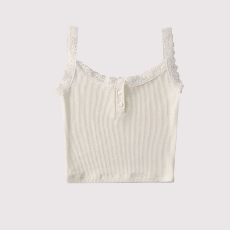 Áo 2 dây croptop nữ viền ren gợi, áo 2 dây nữ phối cúc bấm phong cách quyến rũ chất thun bozip dày dặn ôm body HA503 | BigBuy360 - bigbuy360.vn