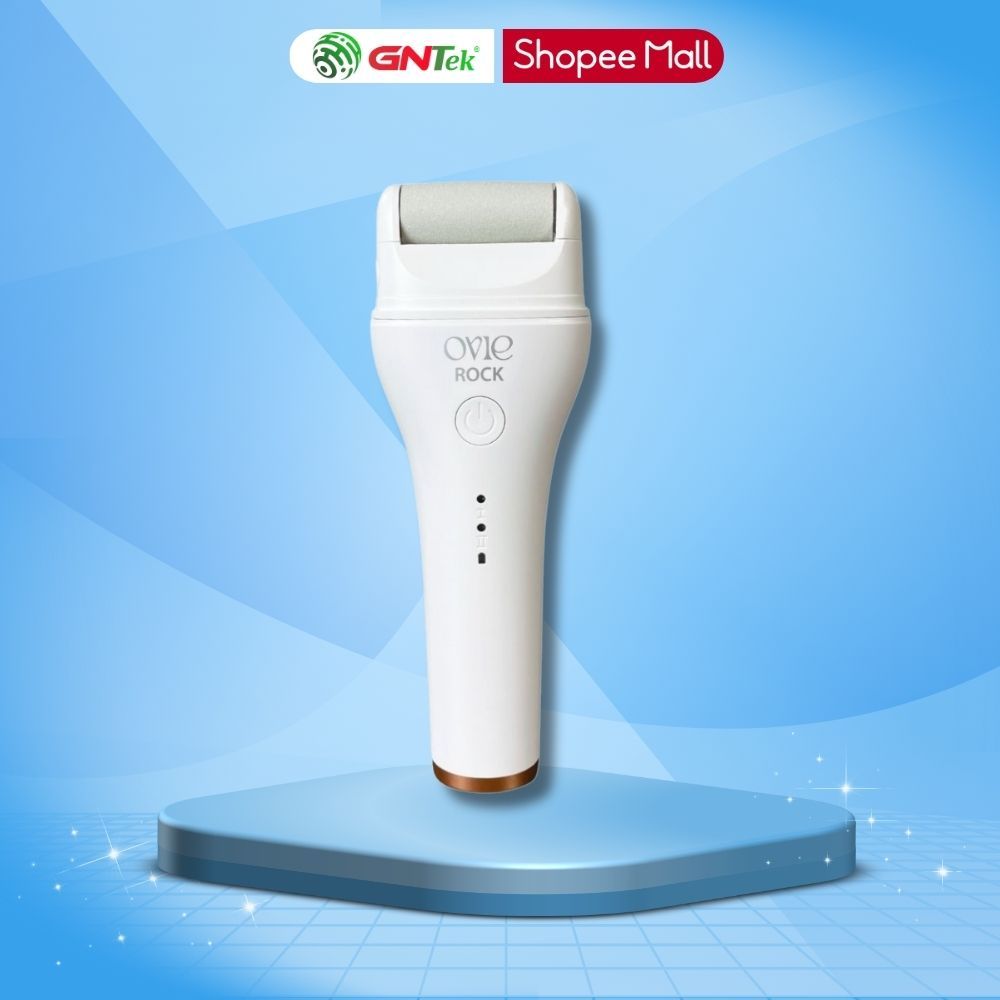 Máy chà gót chân OVIE ROCK tẩy tế bào , làm mềm sáng gót chân, Pin sạc tặng 2 đầu chà