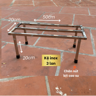  Giá để đồ kệ inox đặt chậu trồng cây ban công dài 50cm rộng 20cm cao 20cm 3 lan 