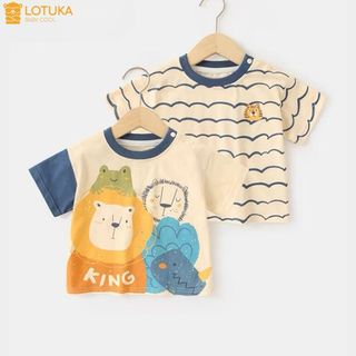 Áo bé trai cộc tay LOTUKA mới 2024, quần áo cho bé mặc nhà, bộ áo thun bé gái mùa hè 4-18kg