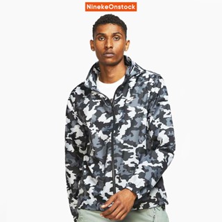 Áo Khoác Gió Nam NinekeOnstock, Áo Khoác Nike Windbreaker Camo Hooded Track Jacket - Xám / Rêu