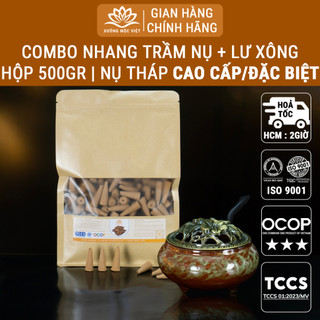 Combo 500g nụ trầm hương khói ngược sạch nguyên chất tự nhiên không hoá chất xưởng mộc việt + lư xông sứ