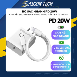 Combo Bộ Củ Cục Sạc Và Dây Cáp Sạc Nhanh PD20W Bảo Hành Sạc Nhanh 12 Tháng Lỗi 1 Đổi 1