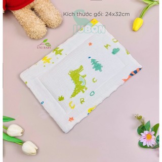 Gối xô muslin cao cấp cho bé thấm hút thoáng mát, lót nhung hạt đậu phong cách Hàn Quốc shop unibaby