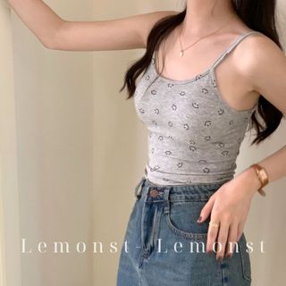 Sẵn- Áo 2 Dây Thun Mặt Cười Cho Nữ Lemonst
