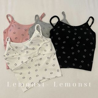 Sẵn- Áo 2 Dây Thun Mặt Cười Cho Nữ Lemonst