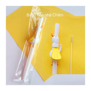 Ống hút nhựa chú vịt ngộ nghĩnh hút được trân châu tặng kèm cọ rửa