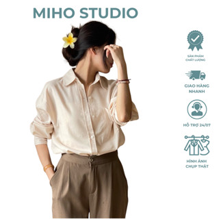 Áo sơ mi linen basic dáng rộng thấm hút mồ hôi Miho Studio