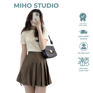 Áo xốp nhăn cổ tròn thời trang nữ Miho Studio