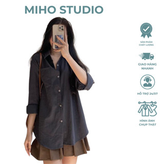 Áo sơ mi đũi xước dáng rộng , áo sơ mi chất vải thoáng mát Miho studio