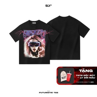 Áo thun cổ tròn SLY Futuristic màu đen