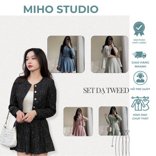 Set dạ chân váy kèm áo tiểu thư cạp cao Miho Studio