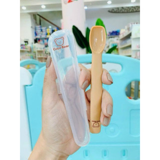 Thìa ăn dặm silicone cán dài Coco Bear CHO BÉ