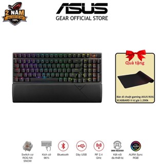 Bàn phím cơ FPS không dây ASUS ROG Strix Scope II 96 WL, swith cơ ROG NX Snow (bluetooth/usb/códây), layout 96%,thay sạc