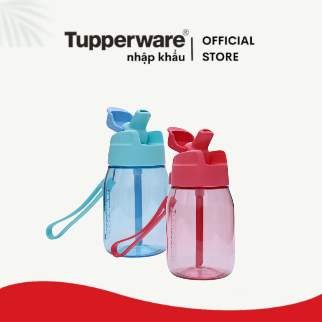 Bình Nước Mini Lohas with Straw 350ml (có ống hút) Tupperware - Nhựa chịu được nước sôi 110 độ C - C