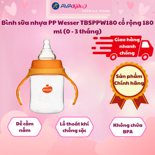 Bình sữa nhựa pp wesser tbsppw180 cổ rộng 180 ml