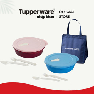 Hộp Cơm Chia Ngăn Crystalwave Lunch Set Tupperware - Quay lò vi sóng - Chính Hãng