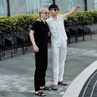  Bộ đồ nam chất đũi quần dài áo có cổ Menswear cao cấp chuẩn shop Gin Chuyên SỈ 