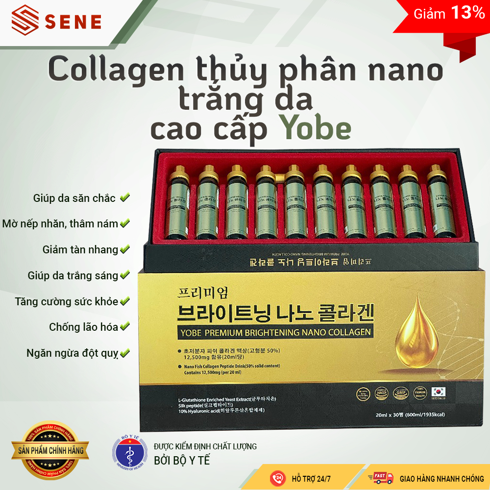 Collagen thủy phân nano trắng da Yobe cao cấp, giúp trắng da, mịn màng, chống lão hóa - chính hãng