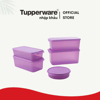Hộp trữ mát và khô Tupperware chính hãng Freshia Collection Purple (5 hộp) nhựa nguyên sinh an toàn bảo hành trọn đời
