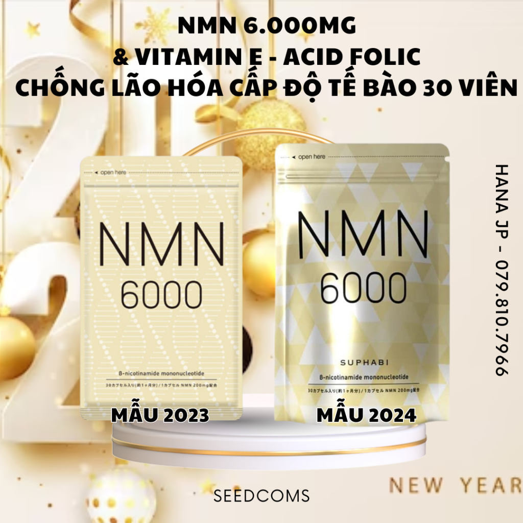 Viên uống "Chống lão hóa tế bào" NMN 6000 SEEDCOMS 1 Tháng