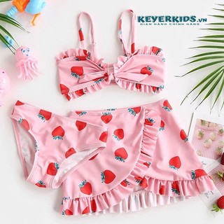 Bikini đồ bơi bé gái KEYER KIDS, set đồ bơi 3 chi tiết xinh xắn chất liệu thun lạnh VN22