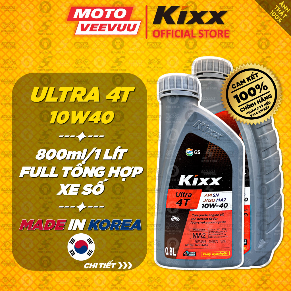 GIÁ HỦY DIỆT Dầu Nhớt Tổng Hợp XE SỐ Kixx Ultra 10W40 800ml 0,8L 1L Nhập Khẩu Hàn Quốc <END>