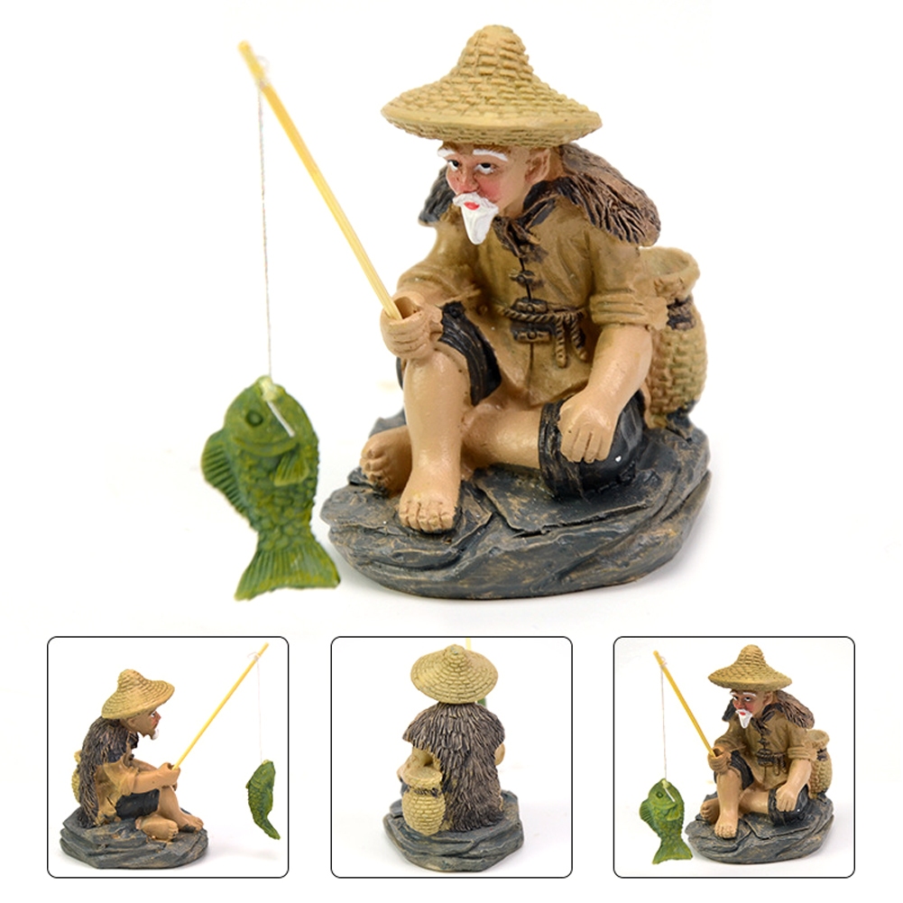 Tượng Lão Ngư Câu Cá, Ông Lão Câu Cá - Phụ Kiện Trang Trí Tiểu Cảnh Bể Cá Đẹp Mắt Sáng Tạo