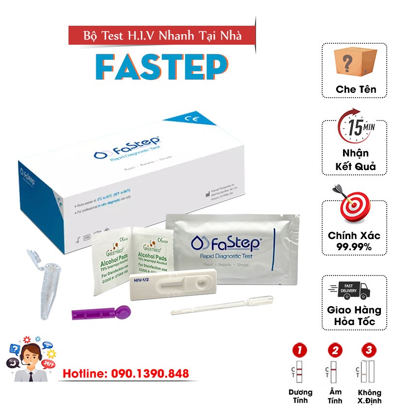 [Ship Hỏa Tốc] Que Test Nhanh HIV Fastep (MẪU MỚI NHẤT) Bộ Test HIV Hàng MỸ Chính Xác 99,99%