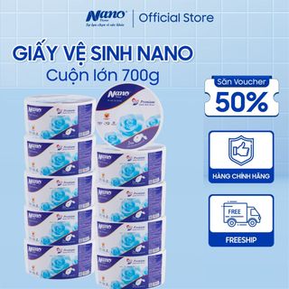Combo 10 cuộn Giấy vệ sinh cuộn lớn 2 lớp Nano 700g, Giấy vệ sinh công nghiệp cuộn to treo tường tiết kiệm - Nano Tissue