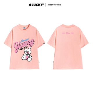 Áo phông rộng nam nữ TEDDY BEAR 4lucky 6087 - tay lỡ form rộng oversize streetwear