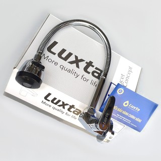 Vòi rửa chén bát lạnh gắn tường inox mạ crome luxta l3106t3b - vòi âm tường thân uốn dẻo, tăng áp 2 chế độ
