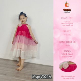 Váy đàm phối màu điệu đà cho bé gái CAMLINH's Closet V021A vải tơ xốp cao cấp mềm mát