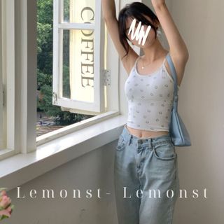 Sẵn- Áo 2 Dây Thun Mặt Cười Cho Nữ Lemonst