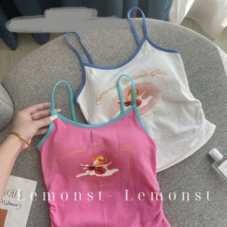 Có mút- áo hai dây bo eo croptop tôn dáng nhiều màu cho nữ lemonst