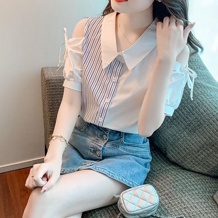Áo Sơmi Lụa Cao Cấp Hở Vai Phong Cách Hàn Quốc Siêu Xinh M17 | BigBuy360 - bigbuy360.vn