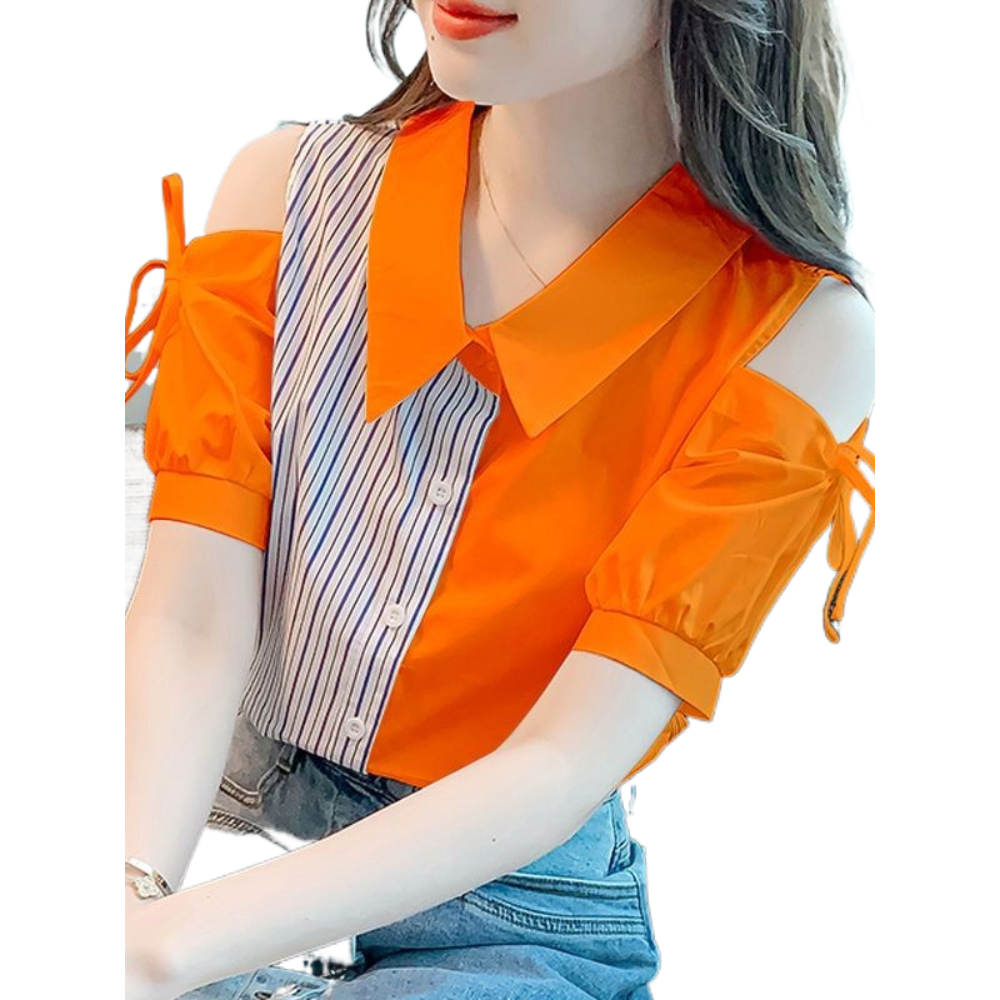 Áo Sơmi Lụa Cao Cấp Hở Vai Phong Cách Hàn Quốc Siêu Xinh M17 | BigBuy360 - bigbuy360.vn